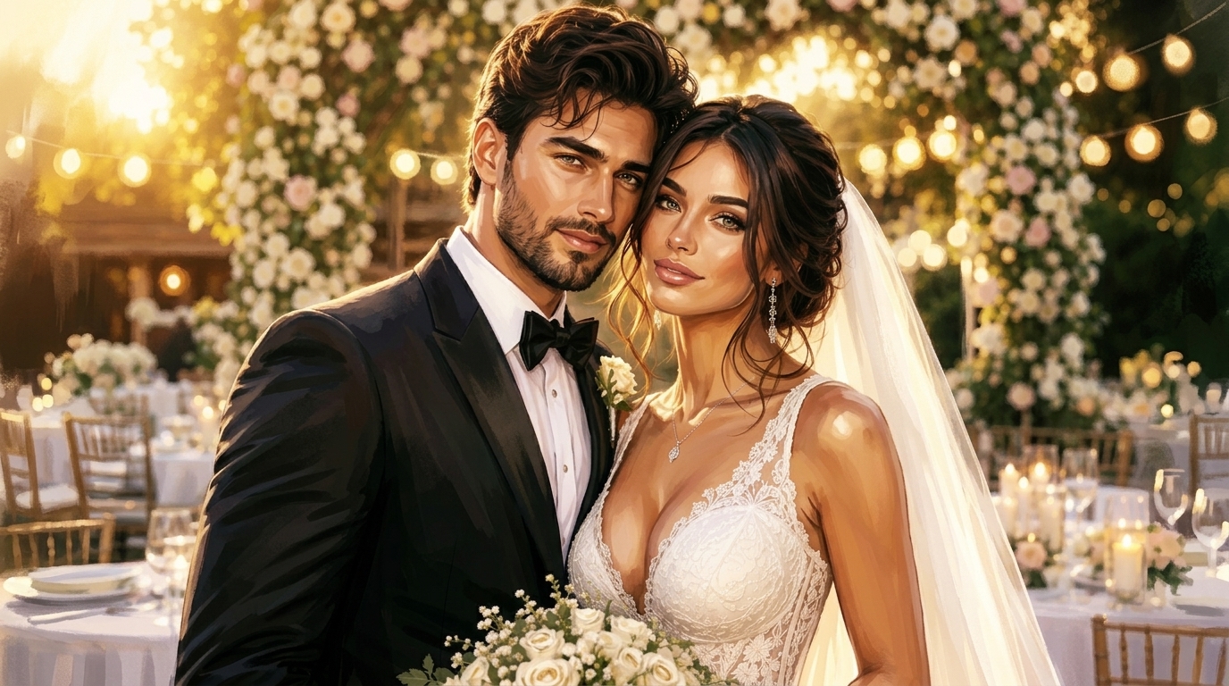 Couple celebrating their wedding